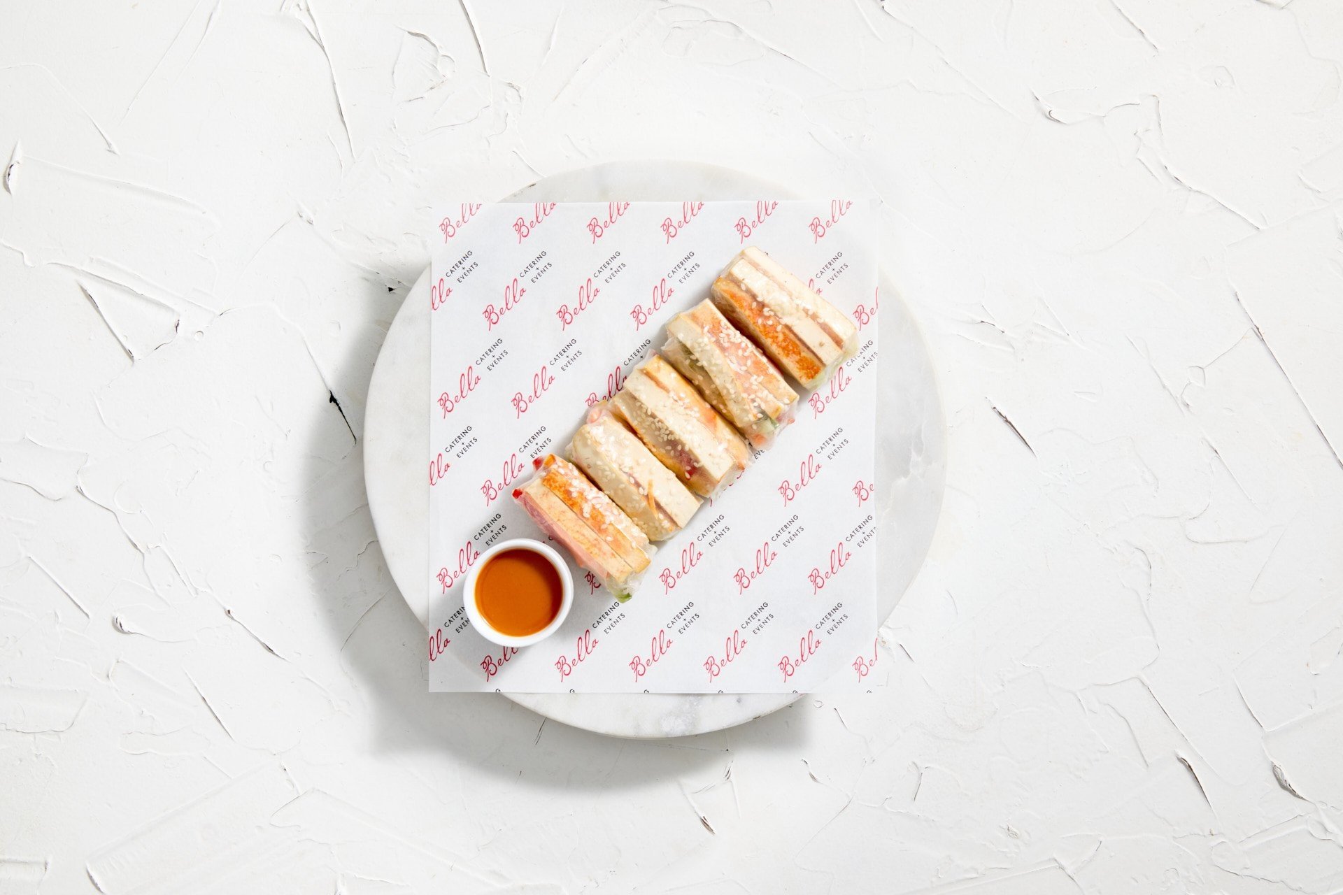 Crunchy Vegetable Vietnamese Rice Paper rolls w/ Siracha & Soy Sauce Tofu served with Peanut Sauce (Vegan) - per piece