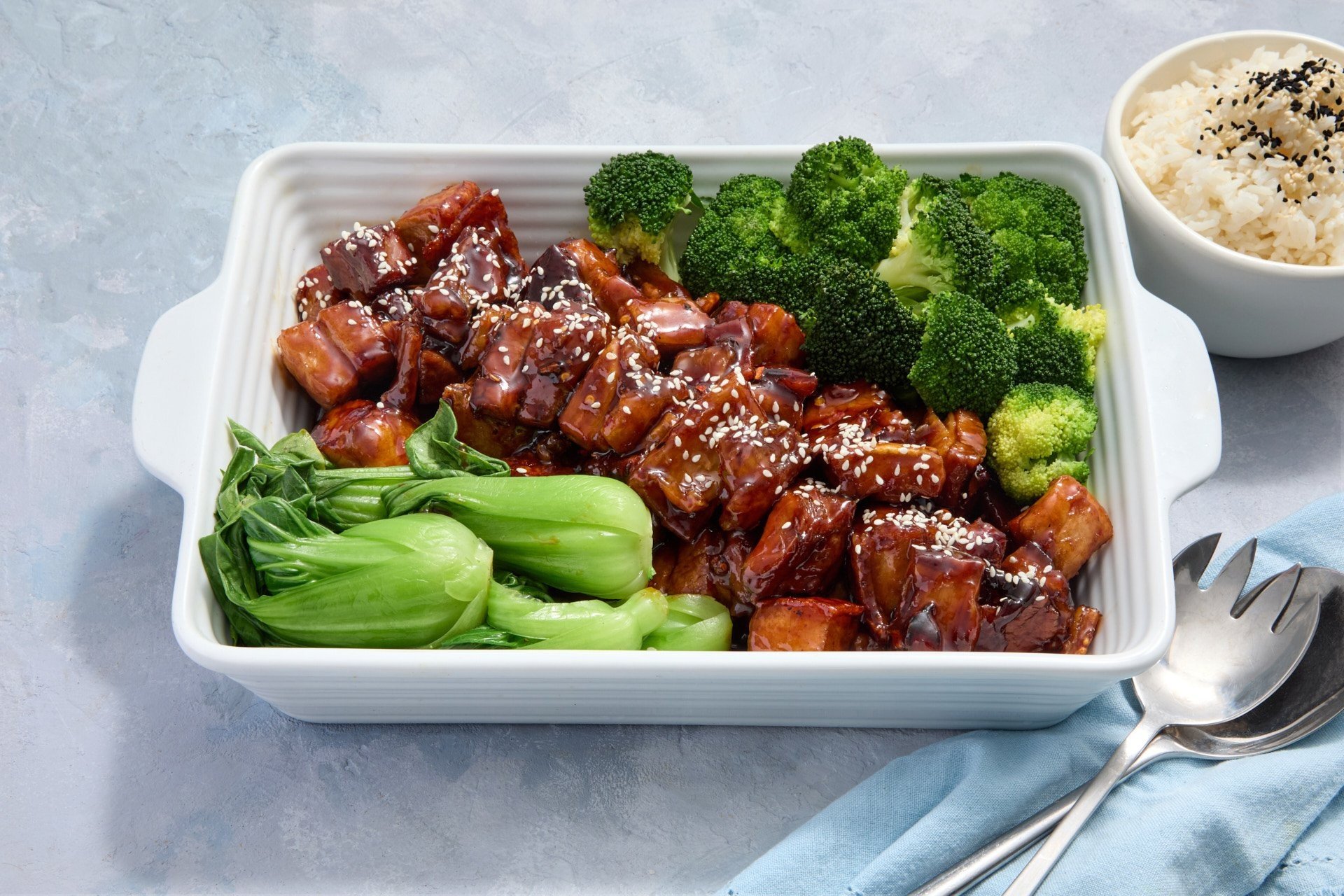 Dish: Sticky Pork Belly, Broccoli and Bok Choy (Sharing 10-12pax)
