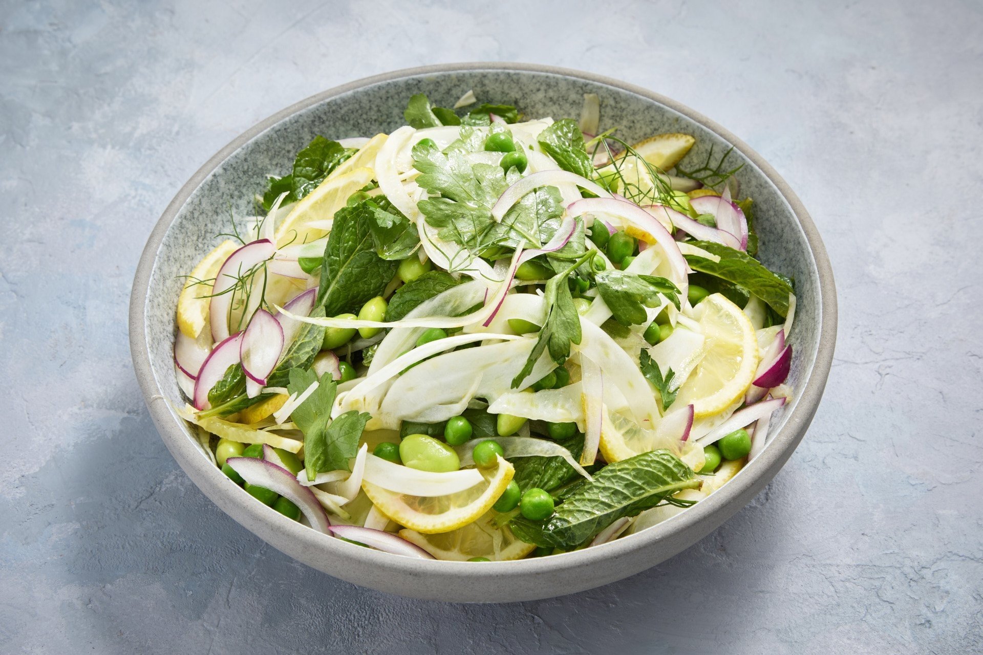 Shaved Fennel, Pea and Broadbean salad