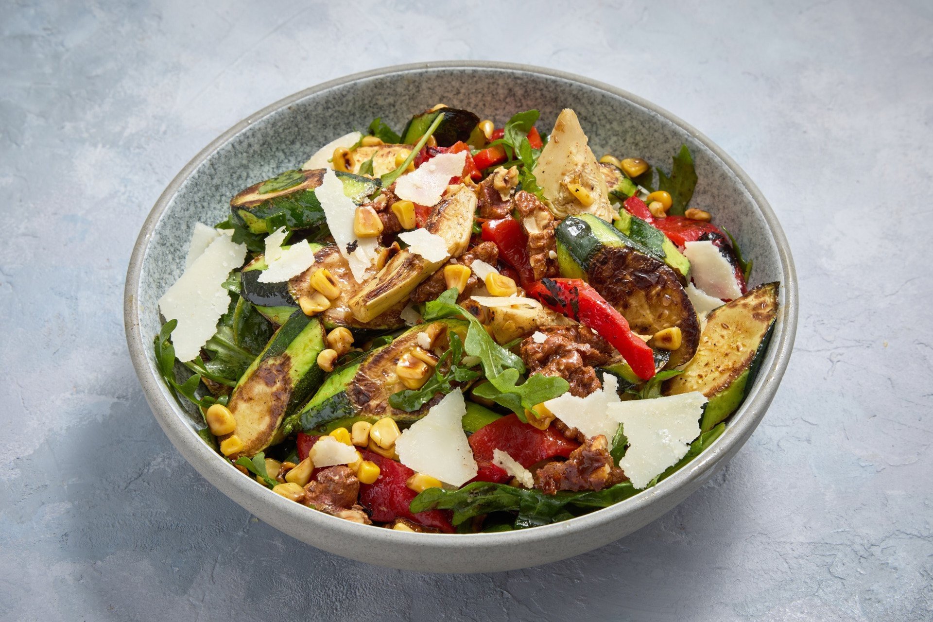 Grilled Zucchini, Corn and Rocket Salad 