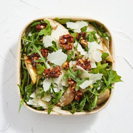 Rocket-and-Pear-salad-with-shaved-Pecorino,-Candied-Walnut-and-Red-Wine-Seeded-Mustard-Vinaigrette---cafe-salads